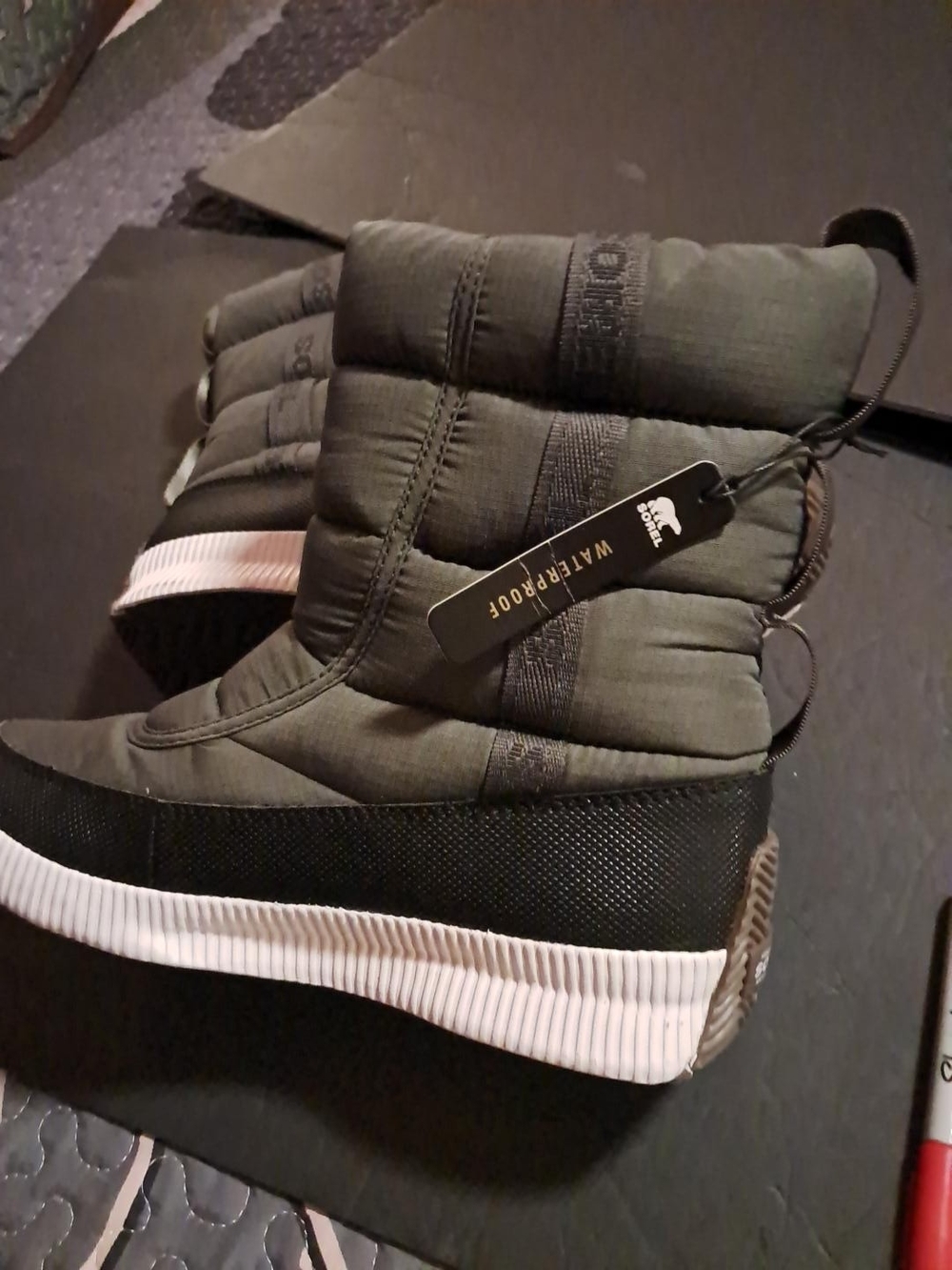 SOREL Waterproof Quilted Winter Boots for Women - Olive out N About Puffy